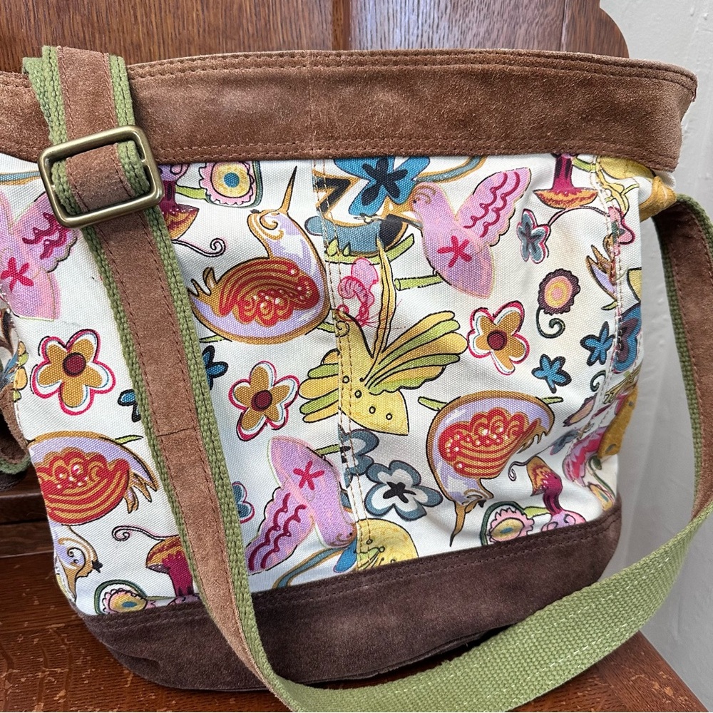 Lucky Brand Floral Patterned Canvas and Suede Tote Bag - Picture 3 of 16